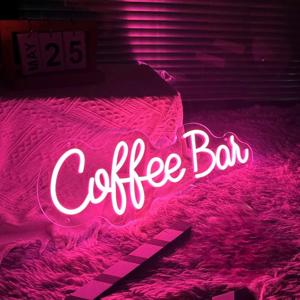 Illuminated Coffee Neon Sign  Personalized Mirror Blue  