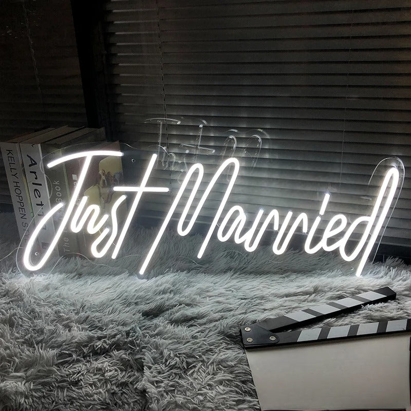 Just Married Neon Led Sign  Personalized Mirror   