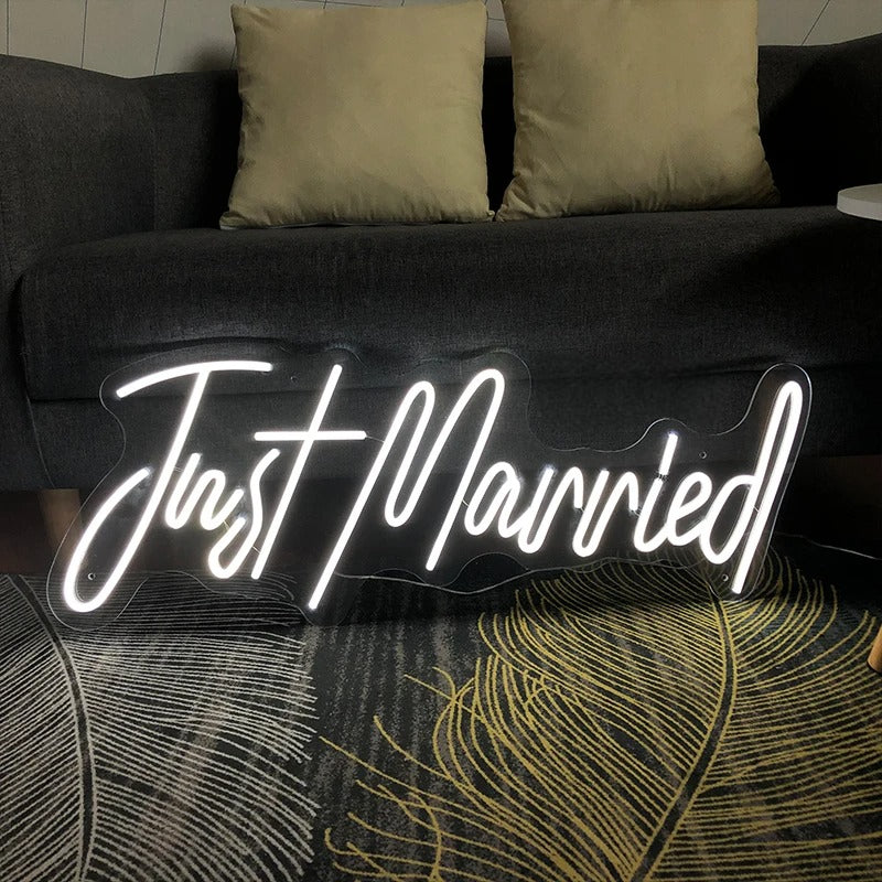 Just Married Neon Led Sign  Personalized Mirror   