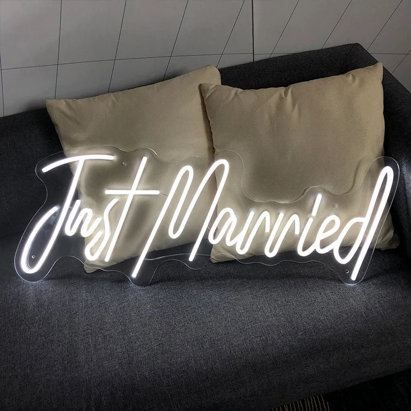 Just Married Neon Led Sign  Personalized Mirror 54x20  