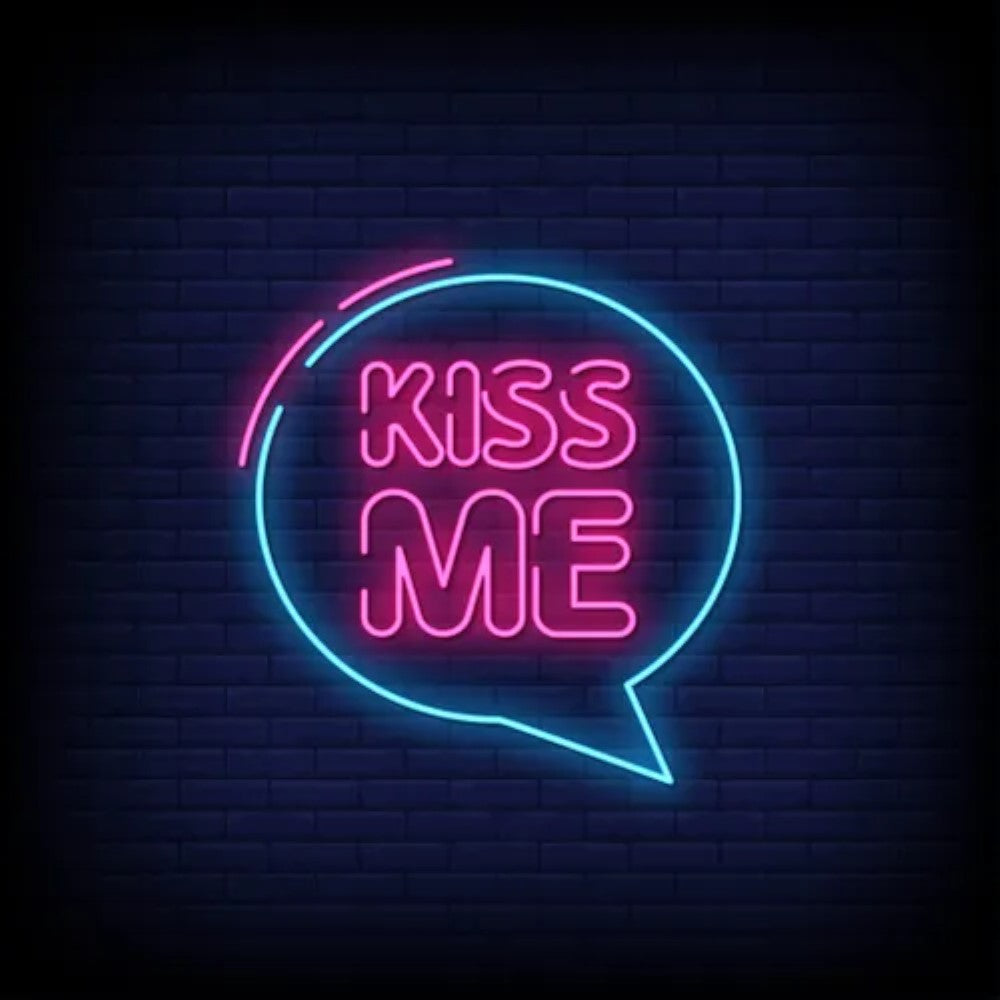 Neon Sign Feature Kiss Me  Personalized Mirror S  