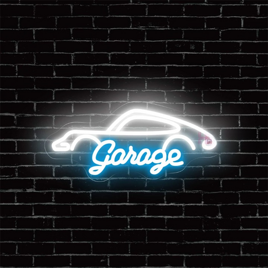 Lustrous Auto Essence Garage Neon Sign  Personalized Mirror Blue 40x18 