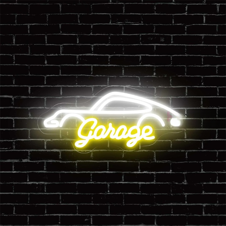 Lustrous Auto Essence Garage Neon Sign  Personalized Mirror Yellow 40x18 