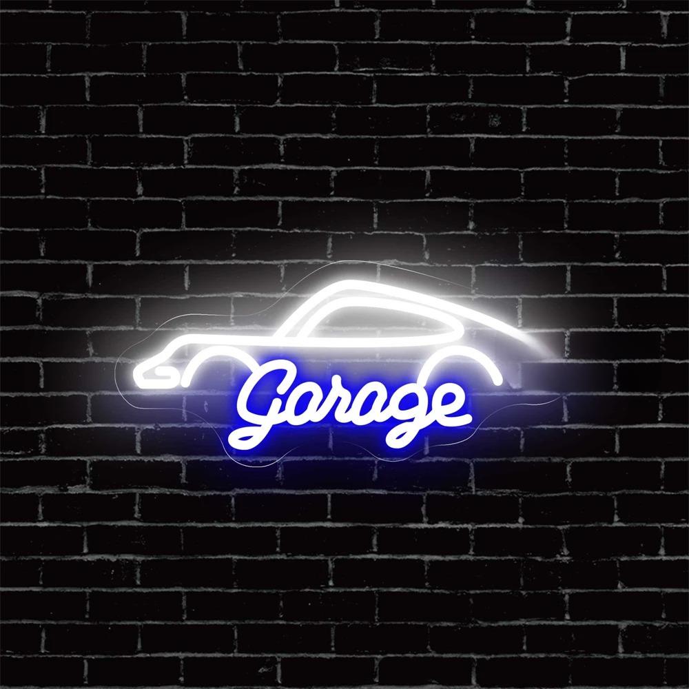 LED Neon Sign Garage Car  Personalized Mirror Blue  