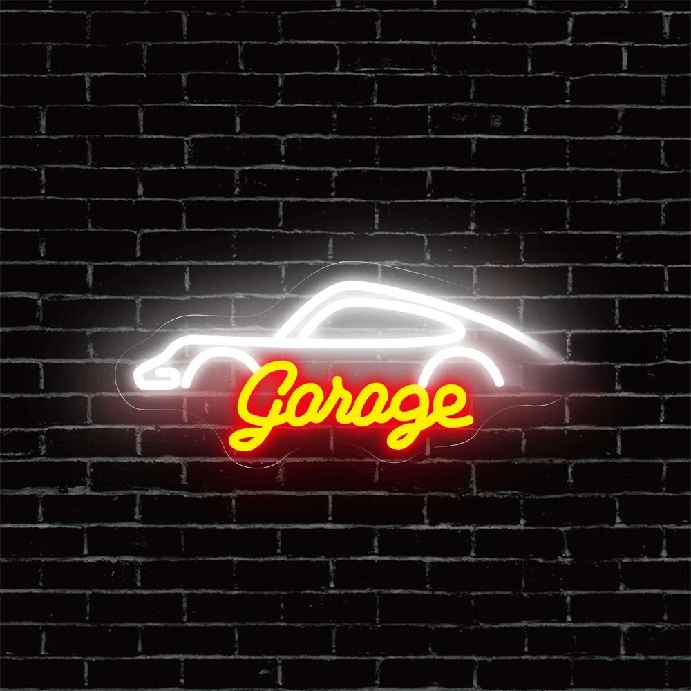 LED Neon Sign Garage Car  Personalized Mirror Orange  