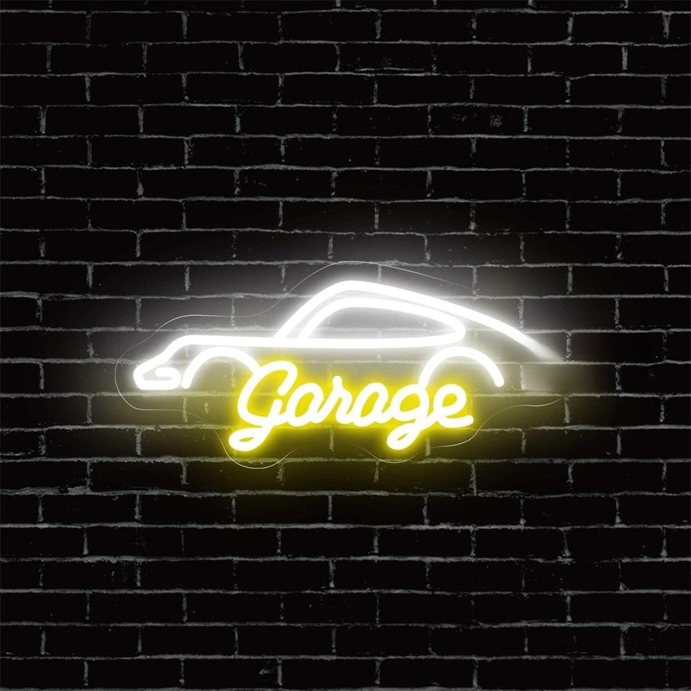 LED Neon Sign Garage Car  Personalized Mirror Yellow  