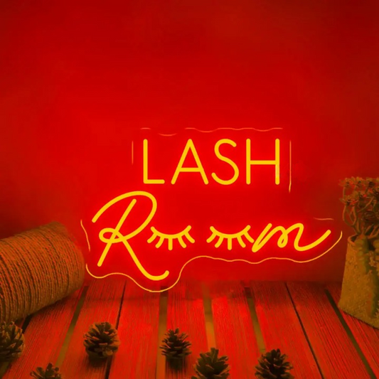 Glowing Aesthetic Lash Room LED Neon Sign  Personalized Mirror Red 40x25 