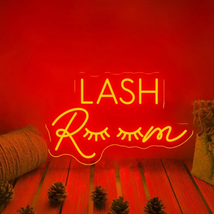 Glowing Aesthetic Lash Room LED Neon Sign  Personalized Mirror Red 40x25 