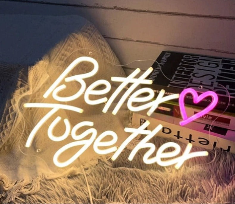 LED Neon Signs For Room Decor  Personalized Mirror Better Together  