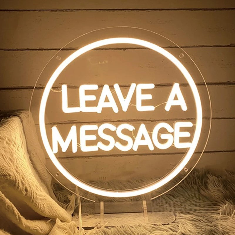 Leave A Message Led Neon Sign  Personalized Mirror 40x40cm  