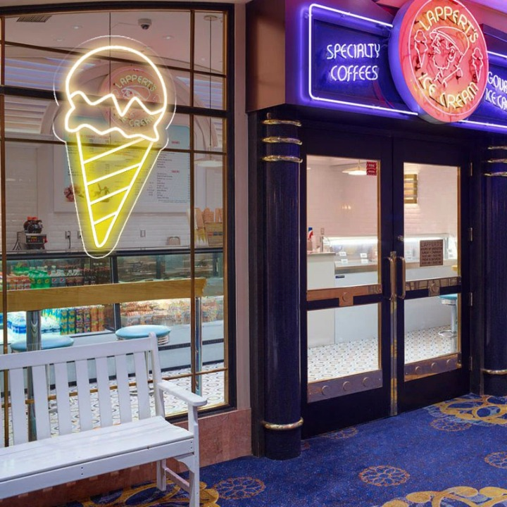 A Neon Scoop The Ice Cream Parlors Luminous Welcome  Personalized Mirror   