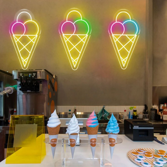 A Neon Scoop The Ice Cream Parlors Luminous Welcome  Personalized Mirror   