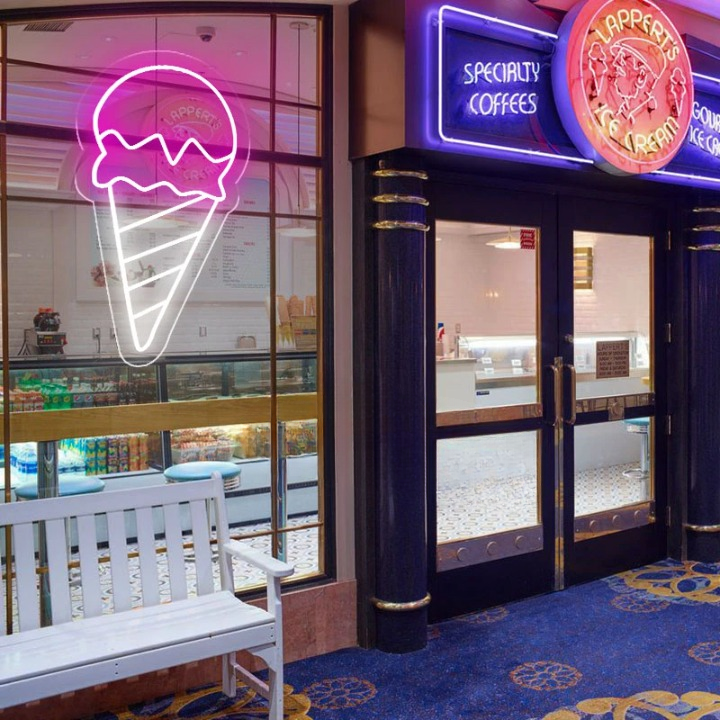 A Neon Scoop The Ice Cream Parlors Luminous Welcome  Personalized Mirror   