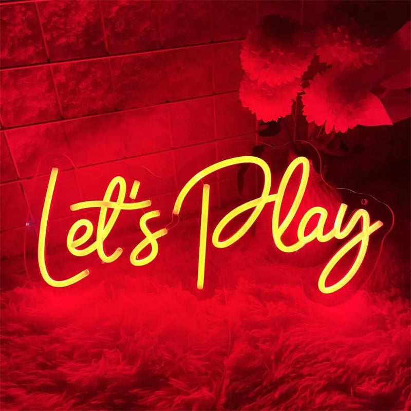 Lets Play Neon Led Sign  Personalized Mirror   