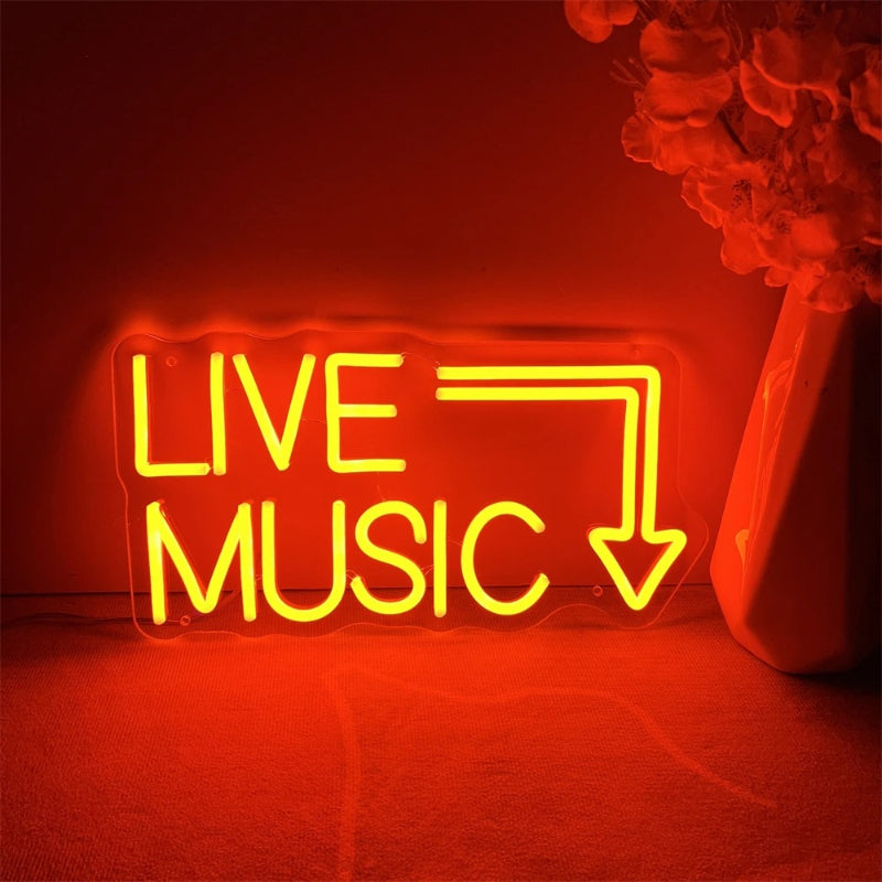 Live Music Neon Led Sign  Personalized Mirror   