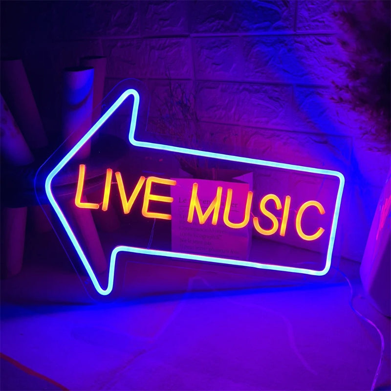 Live Music Neon Led Sign  Personalized Mirror   