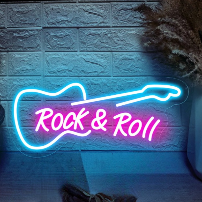 Rhythmic Radiance Music Neon Sign  Personalized Mirror 40X18 Rock & Roll Pink