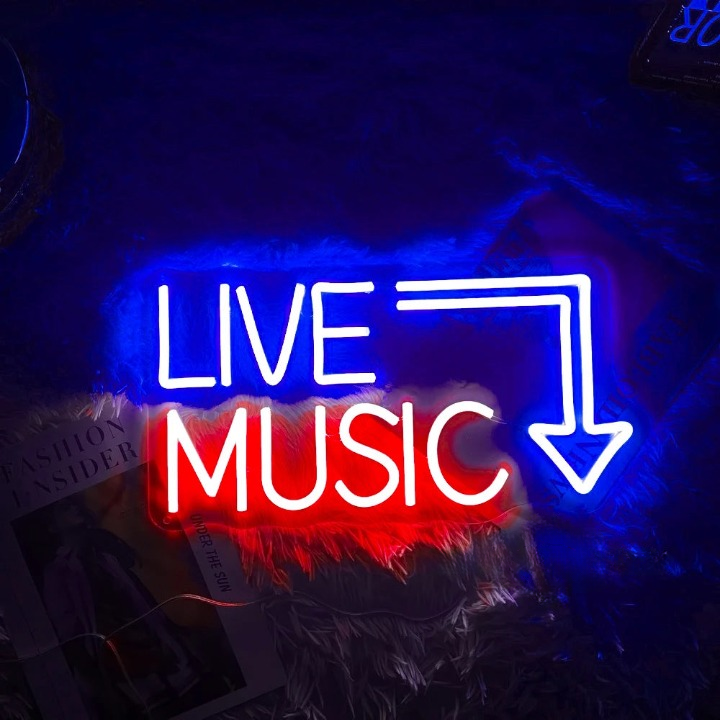 Rhythmic Radiance Music Neon Sign  Personalized Mirror 50X25 Live Music Red