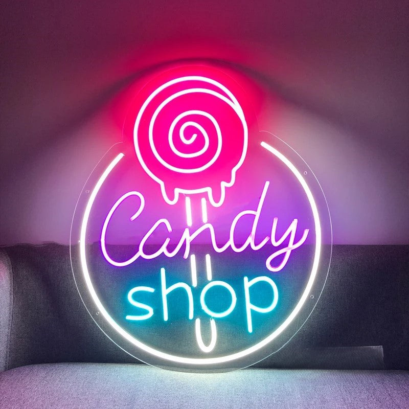 Lollipop Candy Shop Neon Sign  Personalized Mirror   