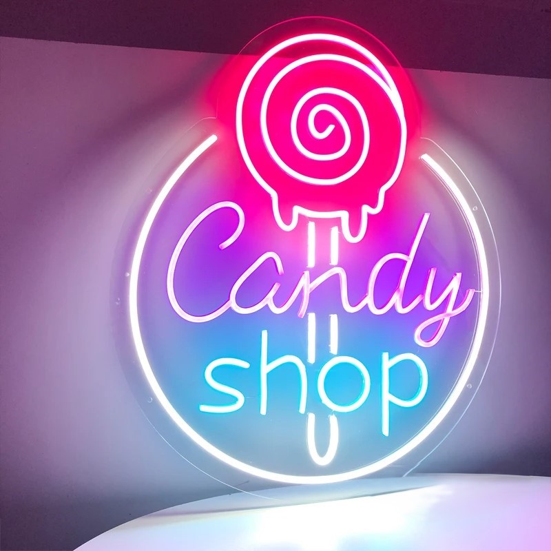 Lollipop Candy Shop Neon Sign  Personalized Mirror   