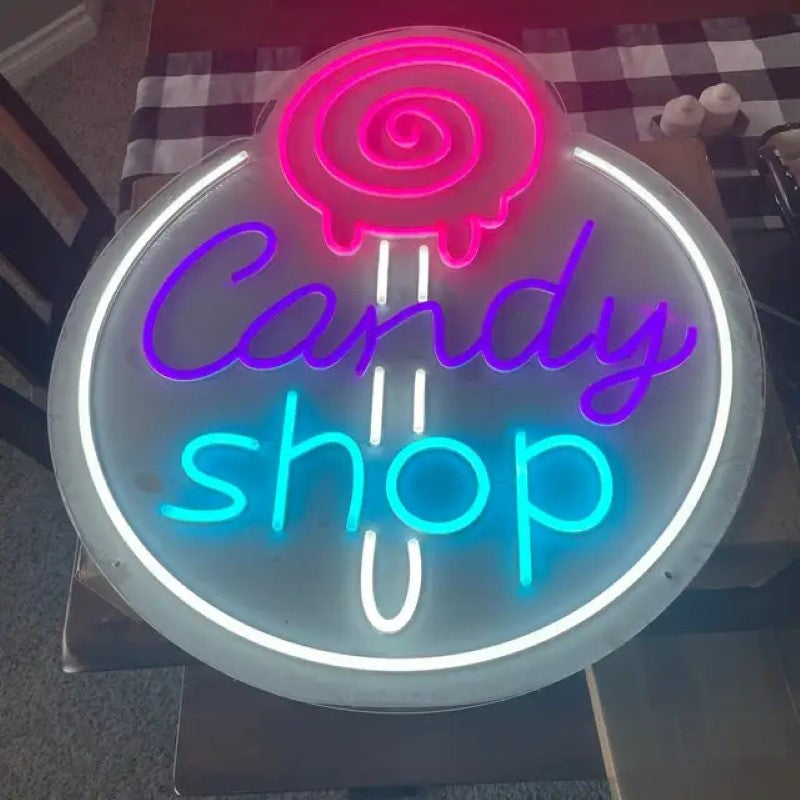 Lollipop Candy Shop Neon Sign  Personalized Mirror   