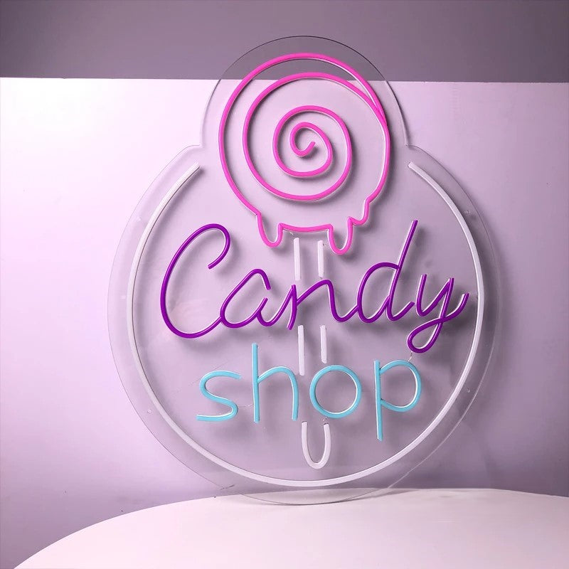 Lollipop Candy Shop Neon Sign  Personalized Mirror   