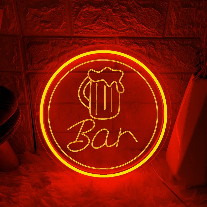 Luminous Alehouse Neon LED Sign  Personalized Mirror Orange 30x30 CM 