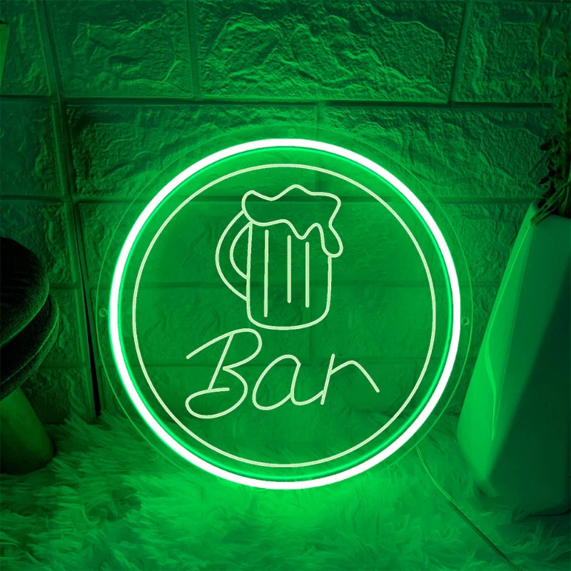 Luminous Alehouse Neon LED Sign  Personalized Mirror Green 30x30 CM 