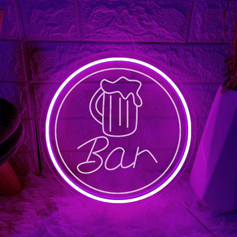 Luminous Alehouse Neon LED Sign  Personalized Mirror Purple 30x30 CM 