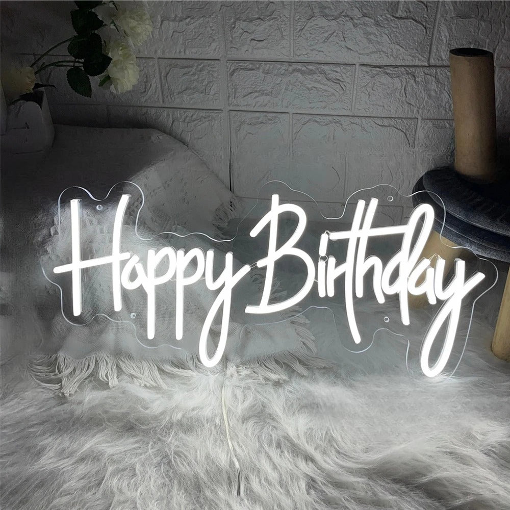 Luminous Festive Neon Birthday Sign  Personalized Mirror White  