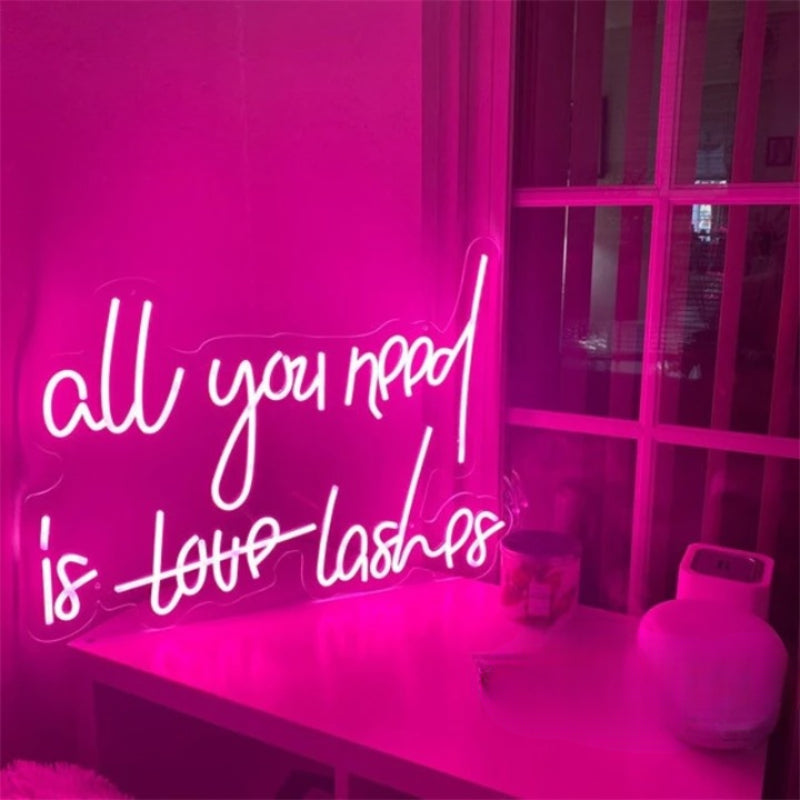 Luminous Lash Lounge Neon Sign LED  Personalized Mirror   