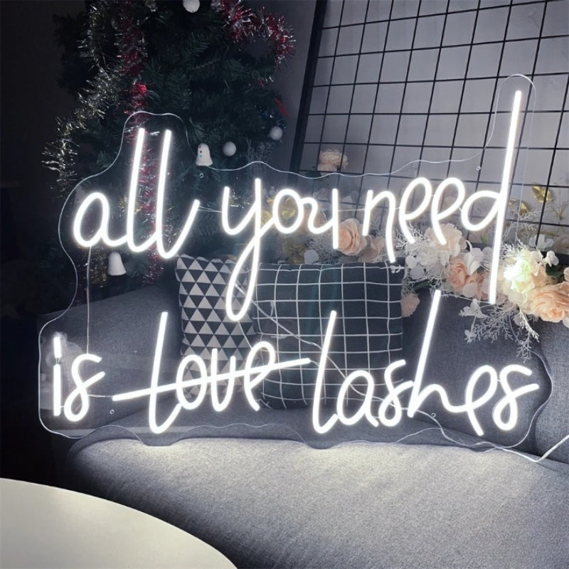 Luminous Lash Lounge Neon Sign LED  Personalized Mirror   