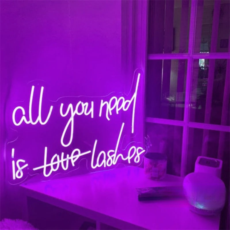 Luminous Lash Lounge Neon Sign LED  Personalized Mirror   