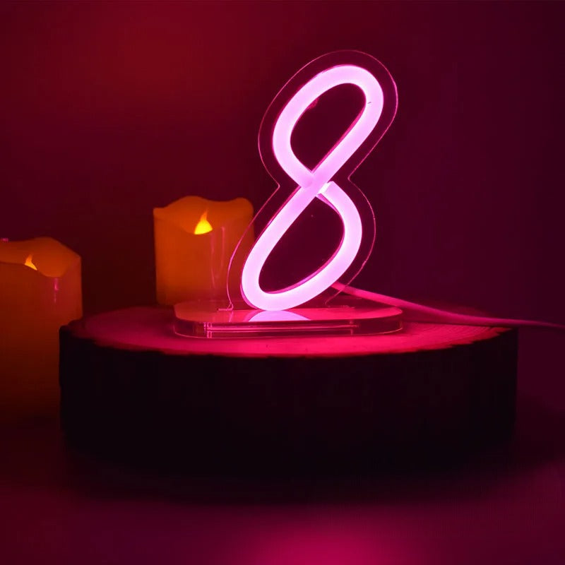 Luminous Neon Desk Light Number  Personalized Mirror 8  