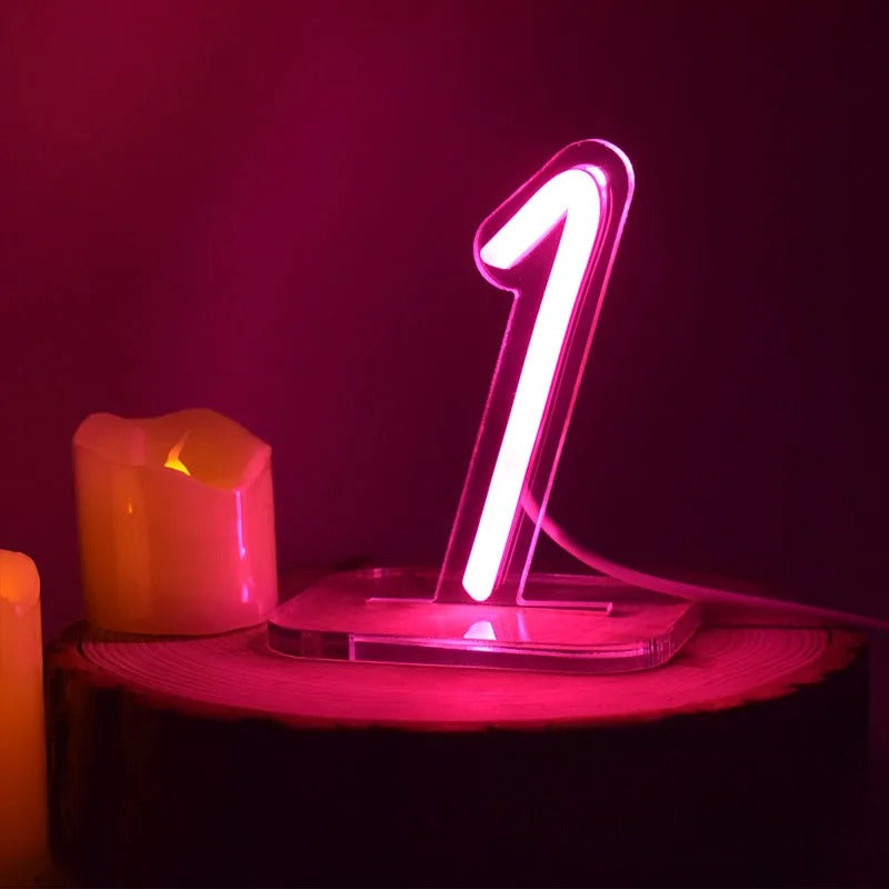 Luminous Neon Desk Light Number  Personalized Mirror 1  