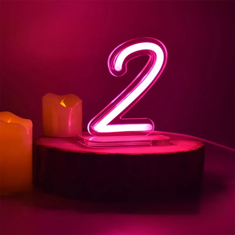 Luminous Neon Desk Light Number  Personalized Mirror 2  