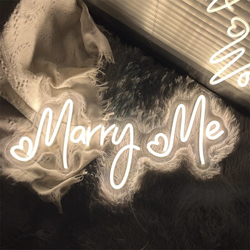 Marry Me Neon Sign Lights  Personalized Mirror   