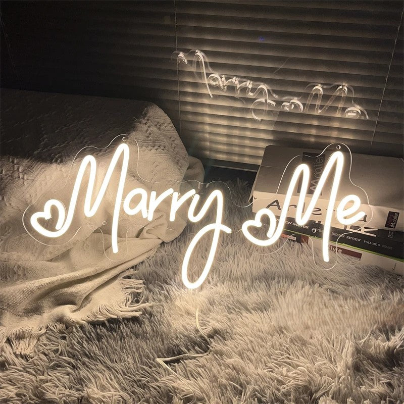 Marry Me Neon Sign Lights  Personalized Mirror   