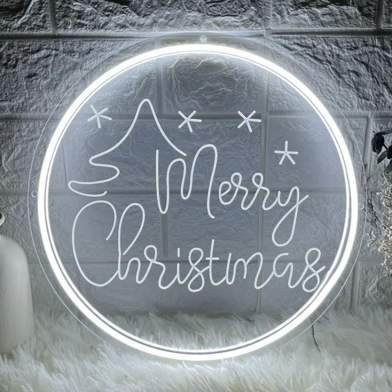 Merry Christmas Neon Led Sign  Personalized Mirror 30x30  