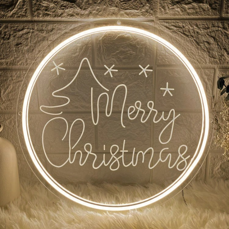 Merry Christmas Neon Led Sign  Personalized Mirror   