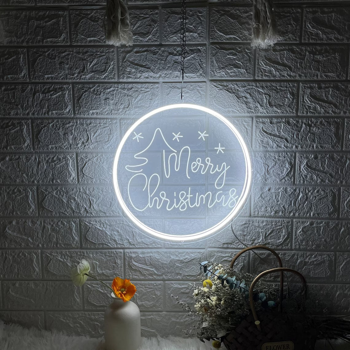 Merry Christmas Neon Led Sign  Personalized Mirror   