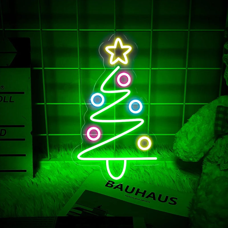 Merry Christmas Neon Led Sign  Personalized Mirror Christmas Tree 40 