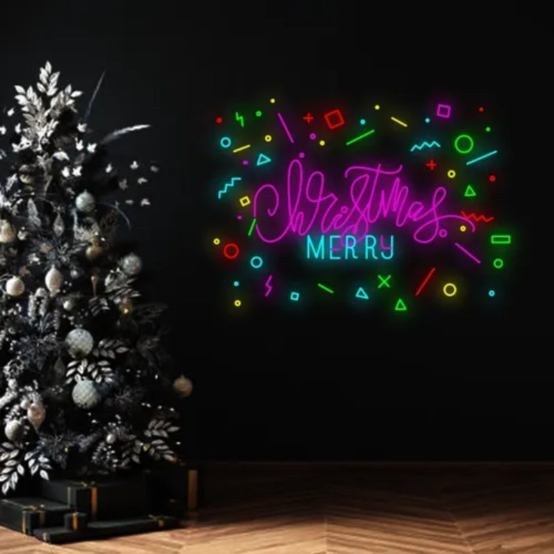 Merry Christmas Neon Sign  Personalized Mirror S  