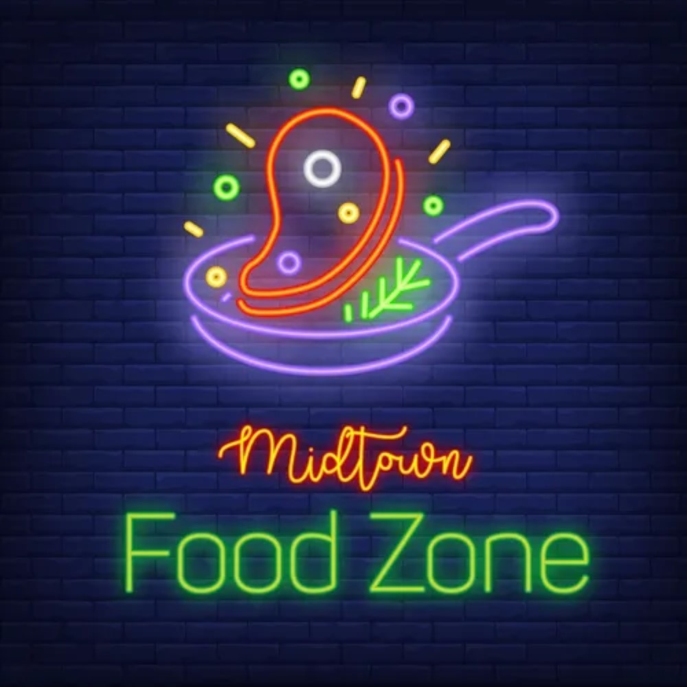 Midtown Food Zone Neon Sign  Personalized Mirror S  