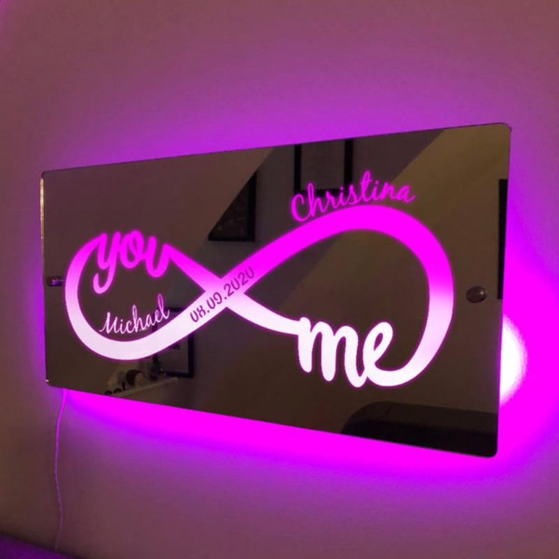 Mirror Light Infinity Symbol Couple Gift  Name Mirror   