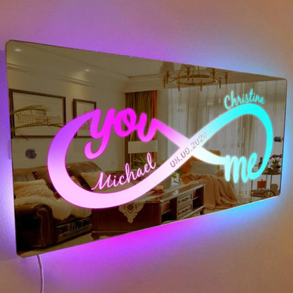 Mirror Light Infinity Symbol Couple Gift  Name Mirror   