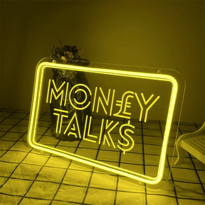 Money Talks Neon Led Sign  Personalized Mirror 30X18 CM  