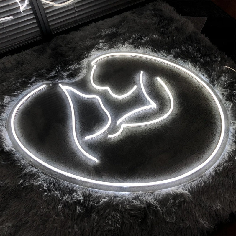 Mother And Kid Neon Led Sign  Personalized Mirror   