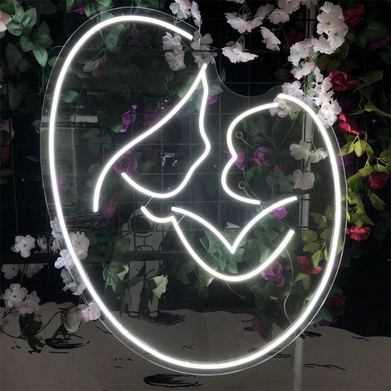 Mother And Kid Neon Led Sign  Personalized Mirror   