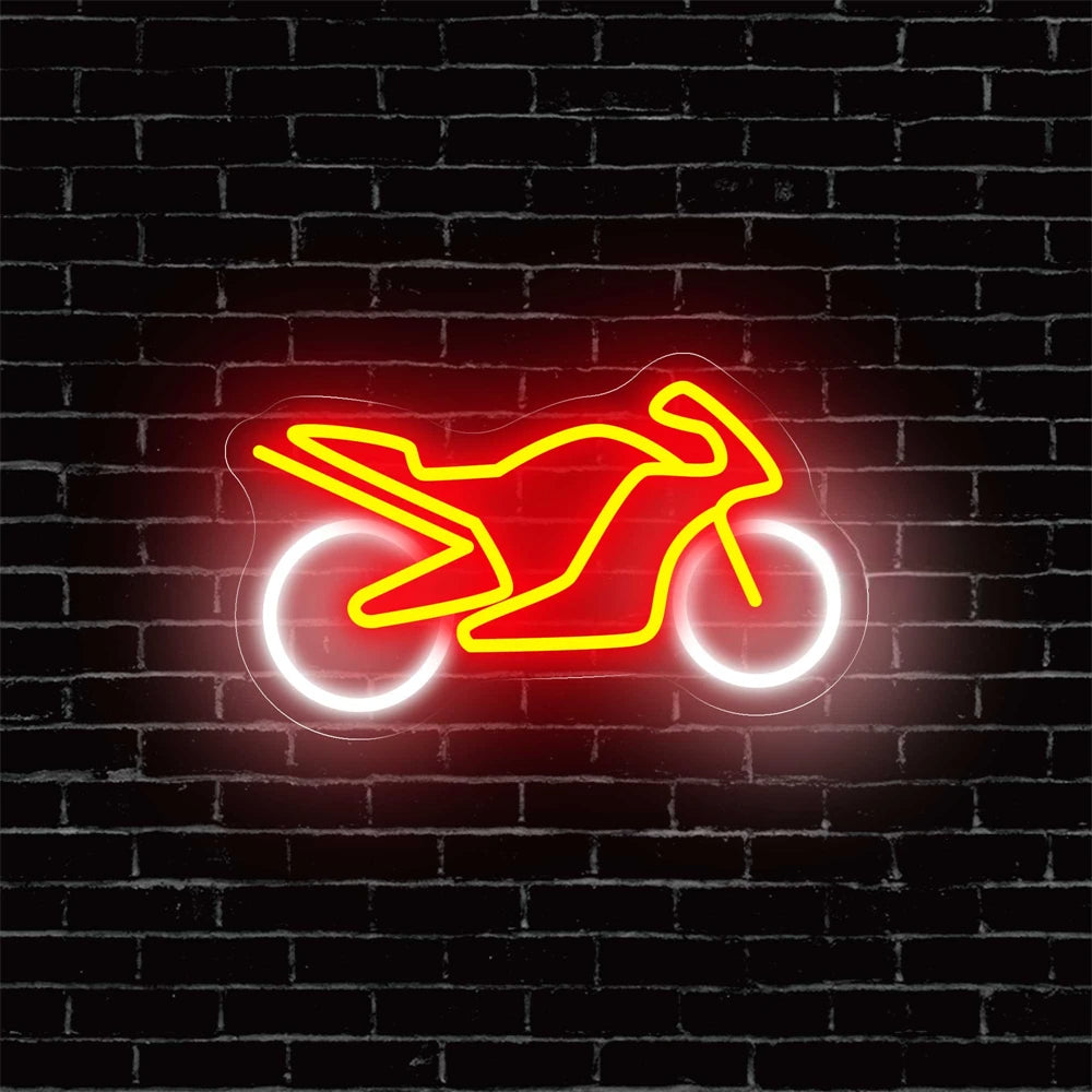 Moto Bike Designed Neon Signs  Personalized Mirror Orange  